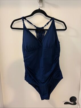 Jantzen Navy One-Piece Swimsuit with Braided Back
